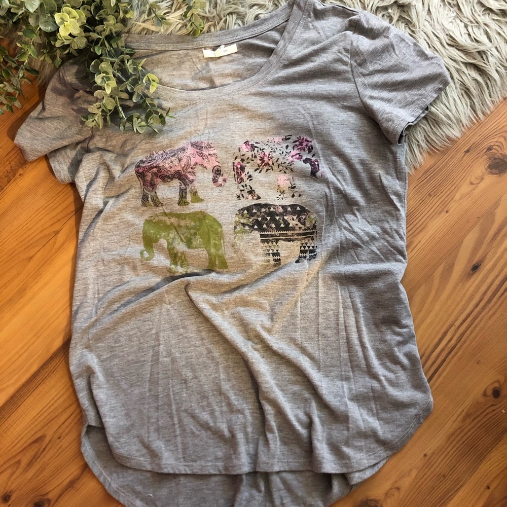 Floral Print Elephants Tee